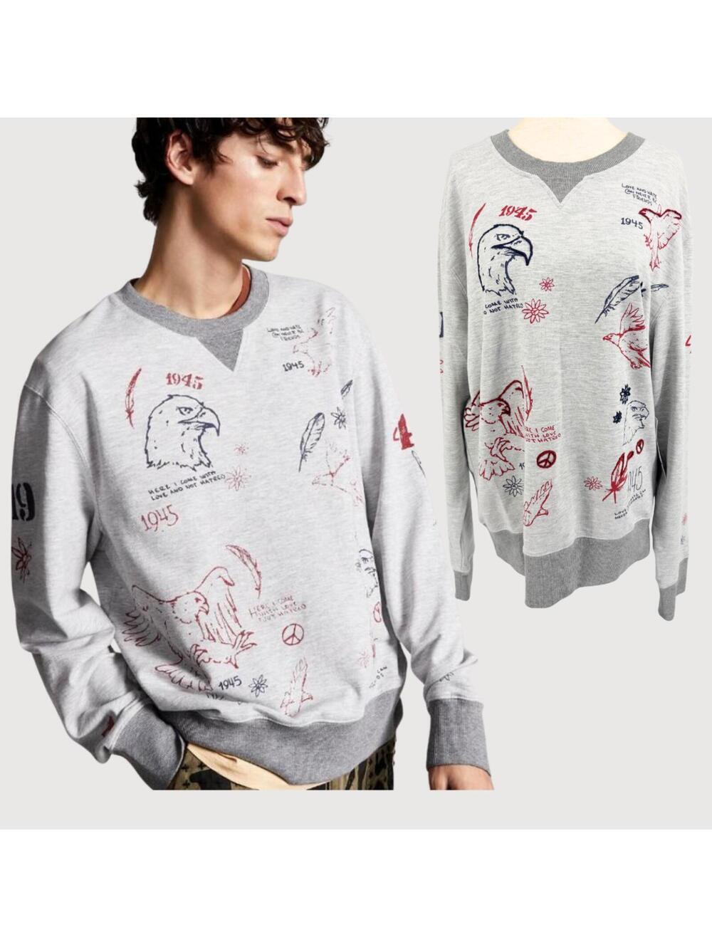 Sun + Stone Ouigi Theodore Eagle Graphic Sweatshirt NWT S